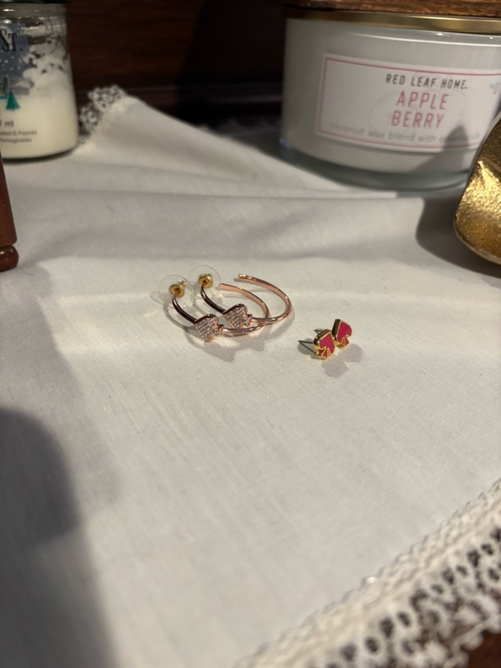 kate spade bundle Gold-Tone hoops and Burgundy Spade Earrings - Picture 3 of 3